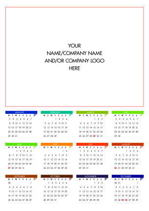 Multi Coloured Months A4 Magnetic Calendar - CNC0587M Multi Coloured Months A4 Magnetic Calendar