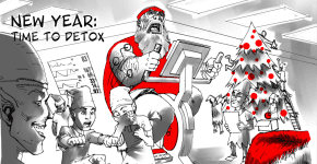 Santa in the gym working off those Christmas Treats